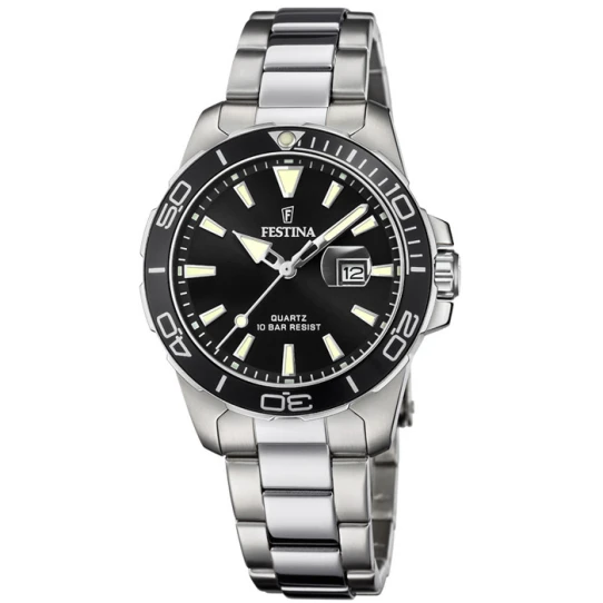 Дамски ръчен часовник с кварцов механизъм - корпус от Стомана - Стоманена верижка - цвят Черен Сив