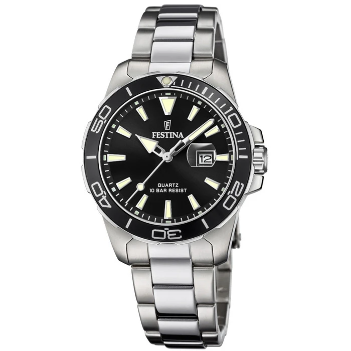 Дамски ръчен часовник с кварцов механизъм - корпус от Стомана - Стоманена верижка - цвят Черен Сив