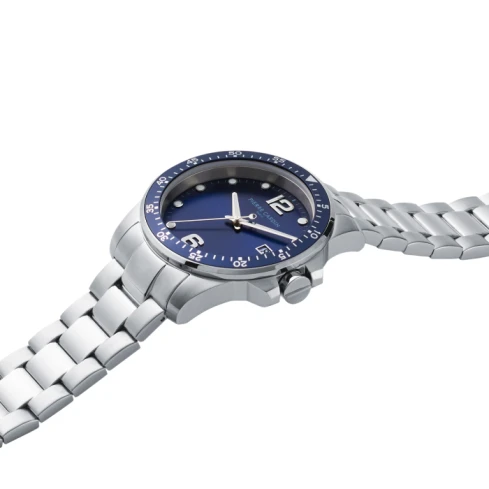 Мъжки ръчен часовник с кварцов механизъм - корпус от Стомана - Стоманена верижка - цвят Син