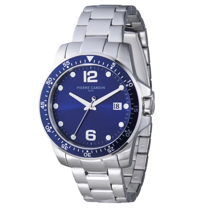 Мъжки ръчен часовник с кварцов механизъм - корпус от Стомана - Стоманена верижка - цвят Син