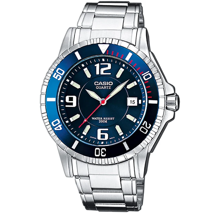 Мъжки ръчен часовник с кварцов механизъм - корпус от Стомана - Стоманена верижка - цвят Син Сив