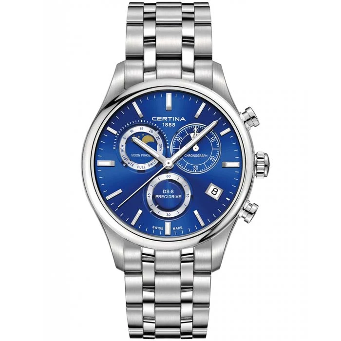 Мъжки ръчен часовник с кварцов механизъм - корпус от Стомана - Стоманена верижка - цвят Син Сив