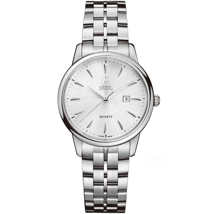 Дамски ръчен часовник с кварцов механизъм - корпус от Стомана - Стоманена верижка - цвят Бял Сив