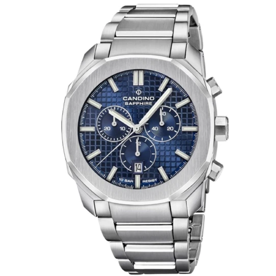 Мъжки ръчен часовник с кварцов механизъм - корпус от Стомана - Стоманена верижка - цвят Син