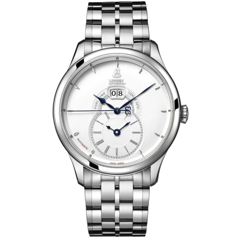 Мъжки ръчен часовник с автоматичен механизъм - корпус от Стомана - Стоманена верижка - цвят Бял Сив