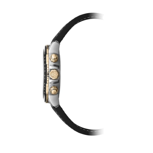 Мъжки ръчен часовник с кварцов механизъм - корпус от Стомана - Каучук - цвят Черен Розово Злато