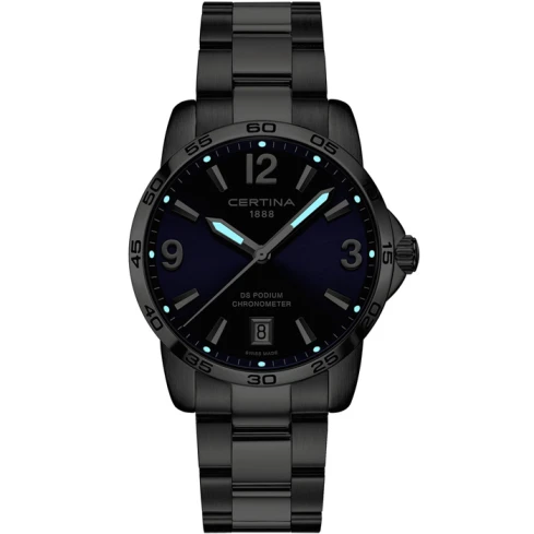 Мъжки ръчен часовник с кварцов механизъм - корпус от Стомана - Стоманена верижка - цвят Син Сив