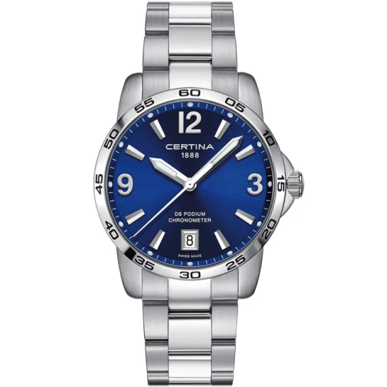 Мъжки ръчен часовник с кварцов механизъм - корпус от Стомана - Стоманена верижка - цвят Син Сив