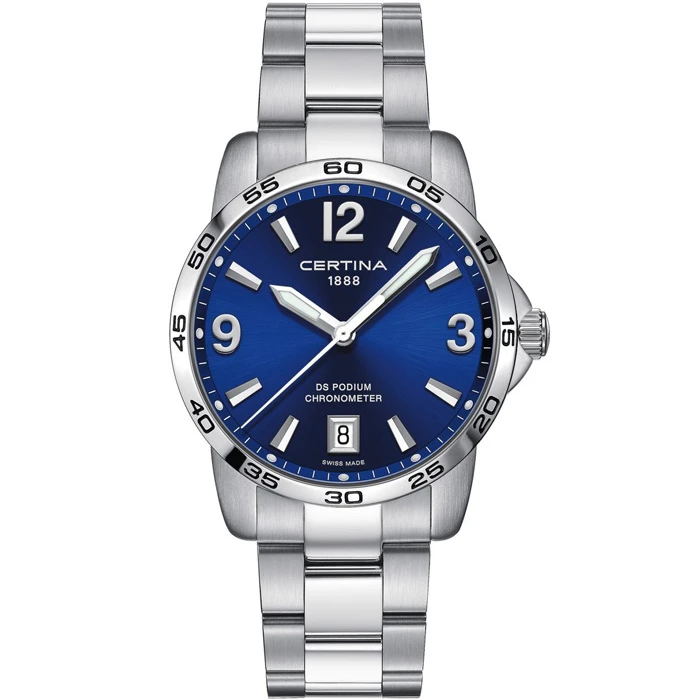 Мъжки ръчен часовник с кварцов механизъм - корпус от Стомана - Стоманена верижка - цвят Син Сив