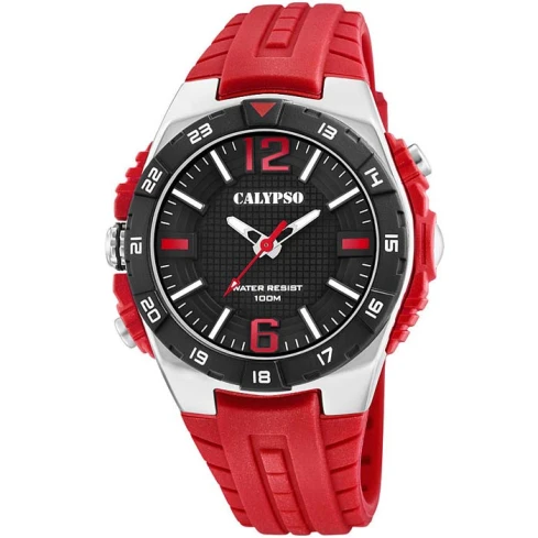 Унисекс ръчен часовник с кварцов механизъм - корпус от Полимер - Полимер - цвят Черен Червен