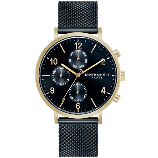 Мъжки ръчен часовник с кварцов механизъм - корпус от Стомана - Меш - цвят Черен Черен