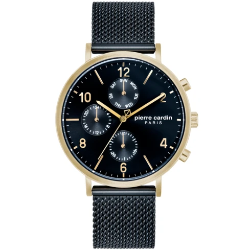 Мъжки ръчен часовник с кварцов механизъм - корпус от Стомана - Меш - цвят Черен Черен