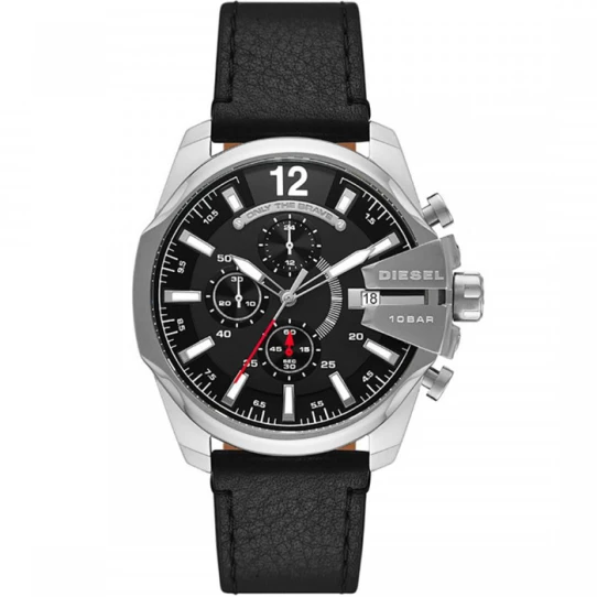 Мъжки ръчен часовник с кварцов механизъм - корпус от Стомана - Естествена кожа - цвят Черен Черен