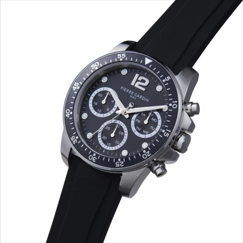 Pierre Cardin CNI.0019 Nation - Мъжки ръчен часовник с кварцов механизъм - корпус от Стомана - Каучук - цвят Черен