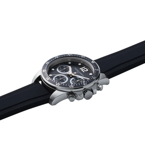 Мъжки ръчен часовник с кварцов механизъм - корпус от Стомана - Каучук - цвят Черен