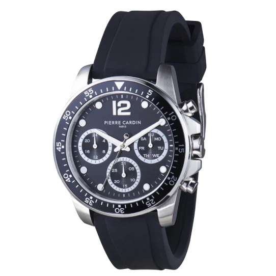 Pierre Cardin CNI.0019 Nation - Мъжки ръчен часовник с кварцов механизъм - корпус от Стомана - Каучук - цвят Черен