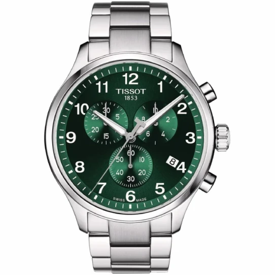 Tissot T116.617.11.092.00 Chrono XL - Мъжки ръчен часовник с кварцов механизъм - корпус от Стомана - Стоманена верижка - цвят Зелен Сив