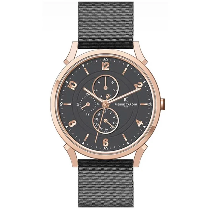 Мъжки ръчен часовник с кварцов механизъм - корпус от Стомана - Текстил - цвят Черен Черен