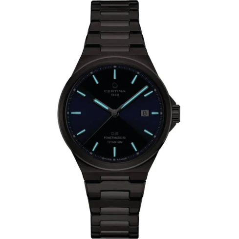 Унисекс ръчен часовник с автоматичен механизъм - корпус от Титан - Титаниева верижка - цвят Син