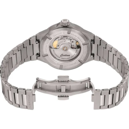 Унисекс ръчен часовник с автоматичен механизъм - корпус от Титан - Титаниева верижка - цвят Син