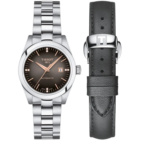 Дамски ръчен часовник с автоматичен механизъм - корпус от Стомана - Стоманена верижка - цвят Черен Сив