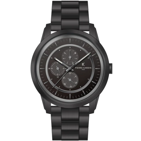 Мъжки ръчен часовник с кварцов механизъм - корпус от Стомана - Стоманена верижка - цвят Черен Черен