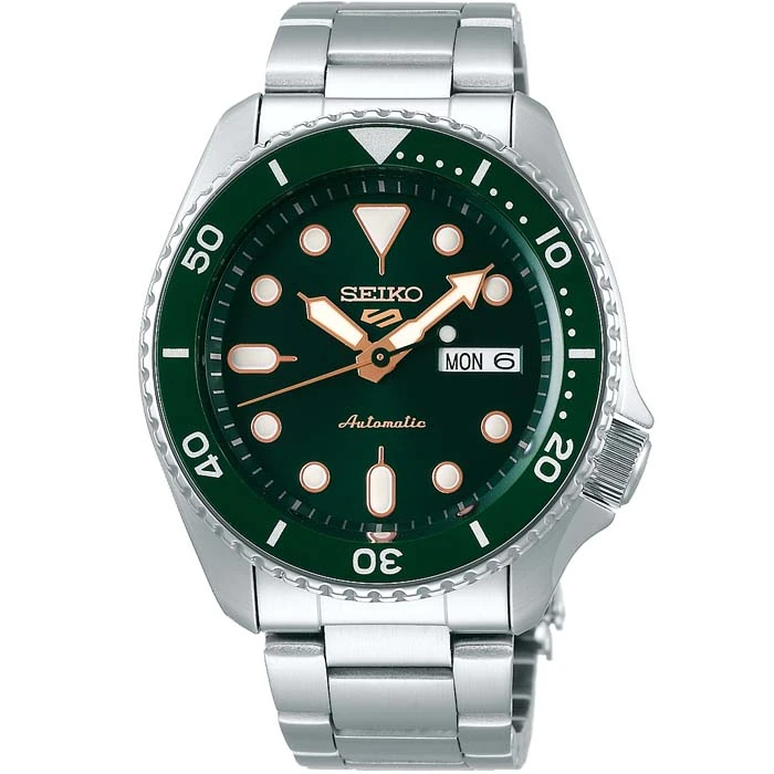 Мъжки ръчен часовник с автоматичен механизъм - корпус от Стомана - Стоманена верижка - цвят Зелен Сив