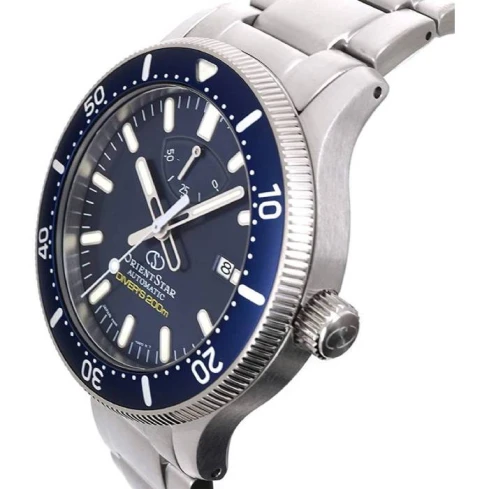 Мъжки ръчен часовник с автоматичен механизъм - корпус от Стомана - Стоманена верижка - цвят Син