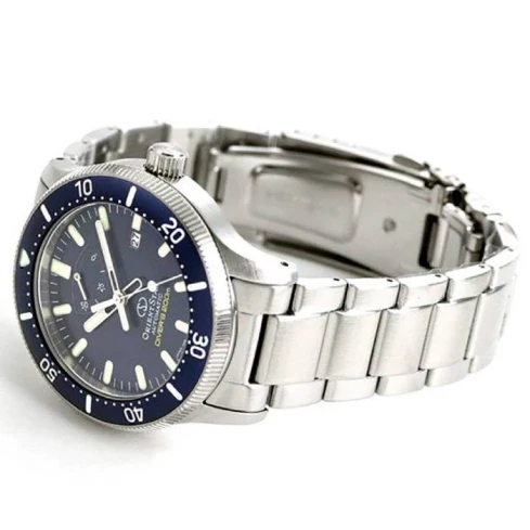 Мъжки ръчен часовник с автоматичен механизъм - корпус от Стомана - Стоманена верижка - цвят Син