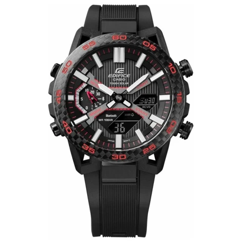 Мъжки ръчен часовник с кварцов механизъм - корпус от Стомана - Силиконова каишка - цвят Черен Черен