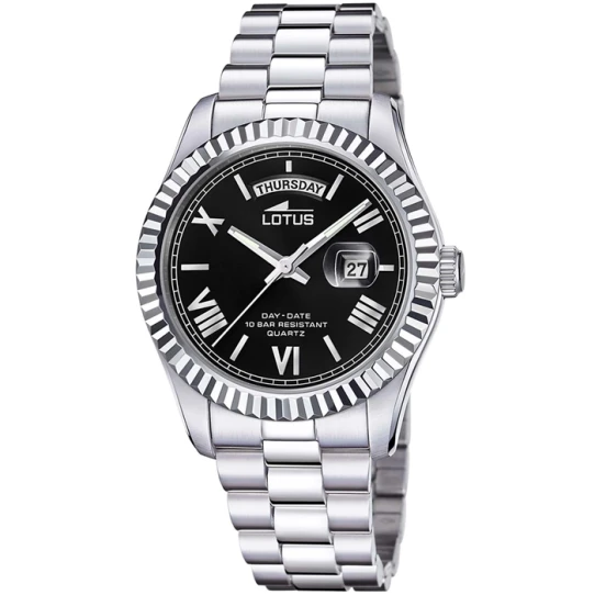 Мъжки ръчен часовник с кварцов механизъм - корпус от Стомана - Стоманена верижка - цвят Черен Сив