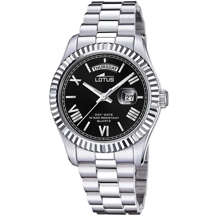 Мъжки ръчен часовник с кварцов механизъм - корпус от Стомана - Стоманена верижка - цвят Черен Сив