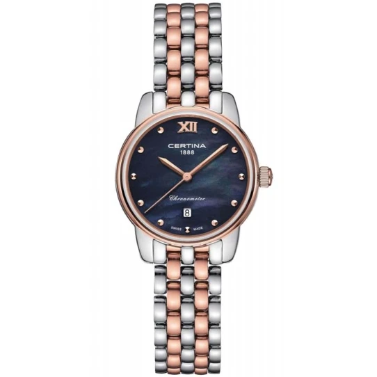 Certina C033.051.22.128.00 DS-8 - Дамски ръчен часовник с кварцов механизъм - корпус от Стомана - Стоманена верижка - цвят Седеф Розово Злато