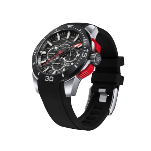 Мъжки ръчен часовник с кварцов механизъм - корпус от Стомана - Каучук - цвят Черен Червен