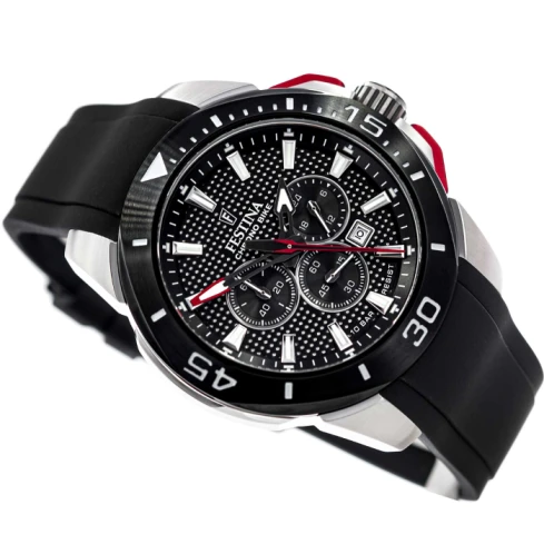 Мъжки ръчен часовник с кварцов механизъм - корпус от Стомана - Каучук - цвят Черен Червен