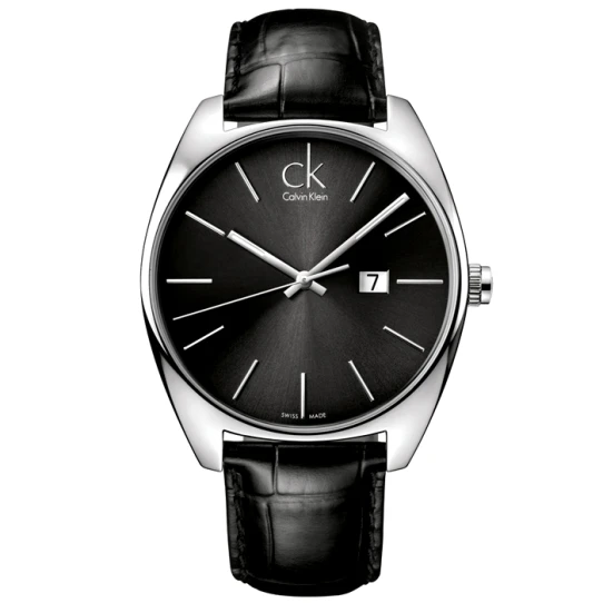 Мъжки ръчен часовник с кварцов механизъм - корпус от Стомана - Естествена кожа - цвят Черен Черен