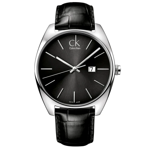 Мъжки ръчен часовник с кварцов механизъм - корпус от Стомана - Естествена кожа - цвят Черен Черен