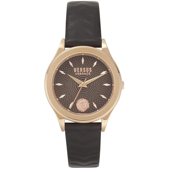 Дамски ръчен часовник с кварцов механизъм - корпус от Стомана - Синтетична кожа - цвят Кафяв Черен