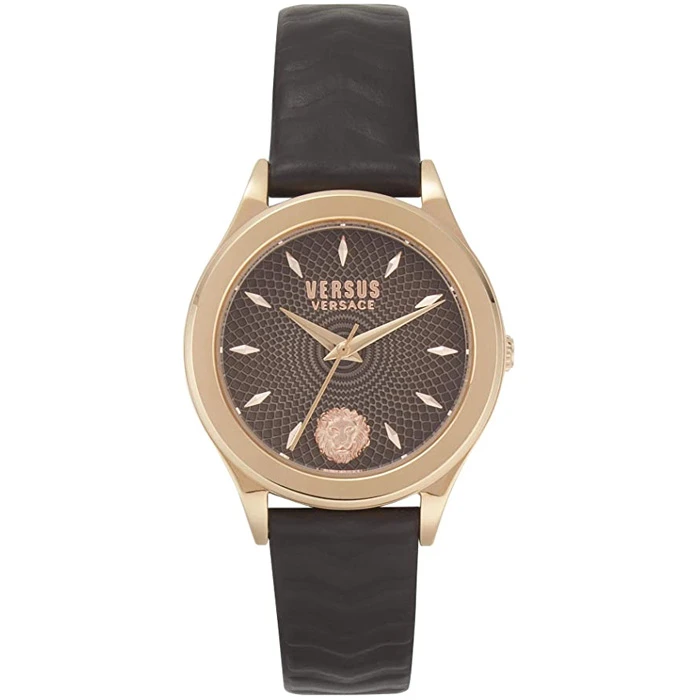 Дамски ръчен часовник с кварцов механизъм - корпус от Стомана - Синтетична кожа - цвят Кафяв Черен