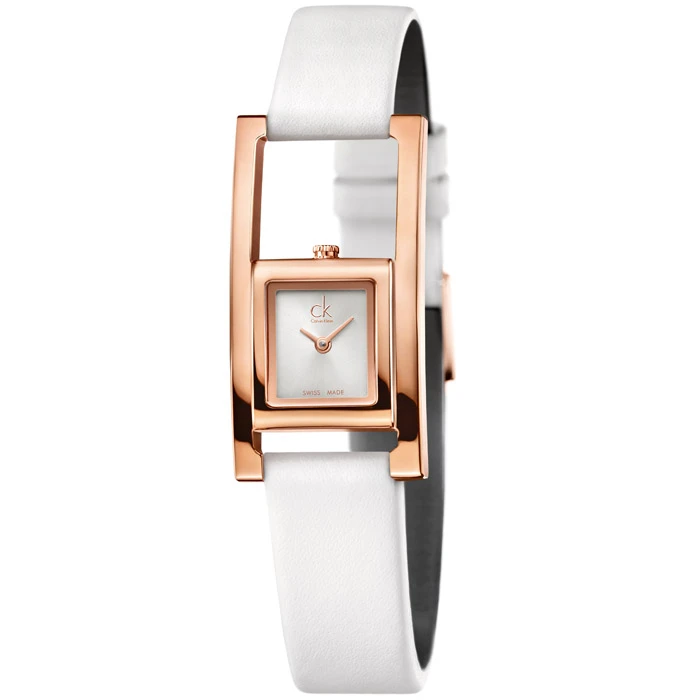 Дамски ръчен часовник с кварцов механизъм - корпус от Стомана - Естествена кожа - цвят Сребрист Бял