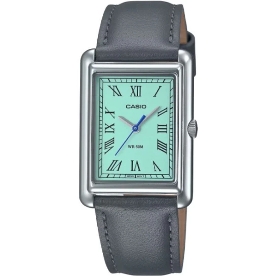 Унисекс ръчен часовник с кварцов механизъм - корпус от Стомана - Естествена кожа - цвят Син Сив