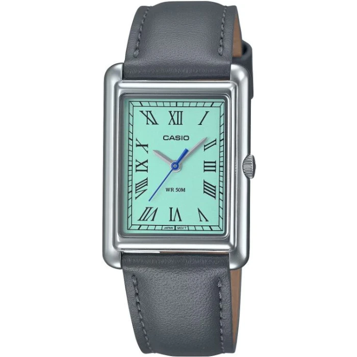 Унисекс ръчен часовник с кварцов механизъм - корпус от Стомана - Естествена кожа - цвят Син Сив