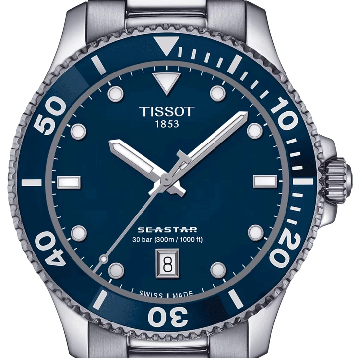 Мъжки ръчен часовник с кварцов механизъм - корпус от Стомана и керамика - Стоманена верижка - цвят Син Сив