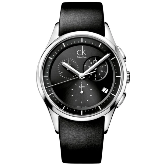 Мъжки ръчен часовник с кварцов механизъм - корпус от Стомана - Естествена кожа - цвят Черен Черен