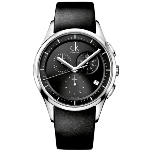 Мъжки ръчен часовник с кварцов механизъм - корпус от Стомана - Естествена кожа - цвят Черен Черен