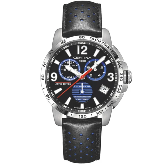 Мъжки ръчен часовник с кварцов механизъм - корпус от Стомана - Естествена кожа - цвят Черен Син