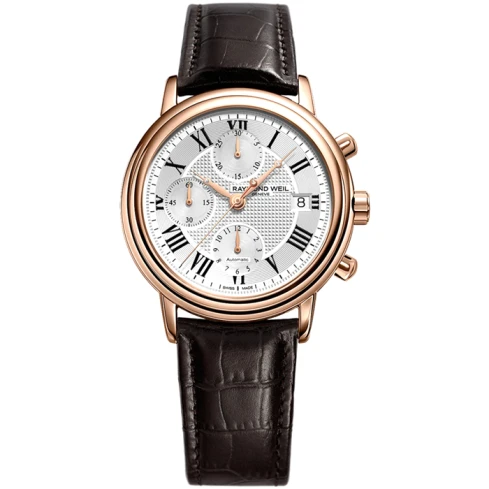 Мъжки ръчен часовник с автоматичен механизъм - корпус от Стомана - Естествена кожа - цвят Сребрист Черен