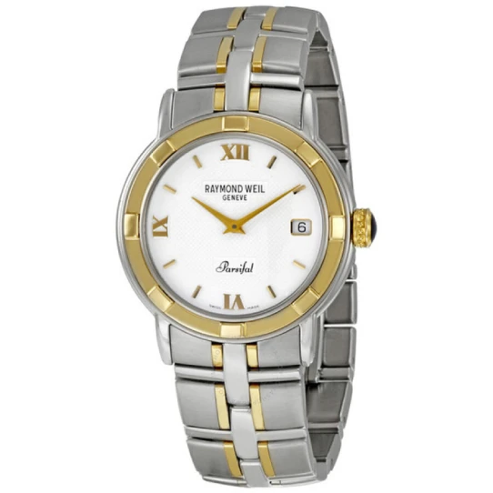 Мъжки ръчен часовник с кварцов механизъм - корпус от Стомана - Стоманена верижка - цвят Бял Сив