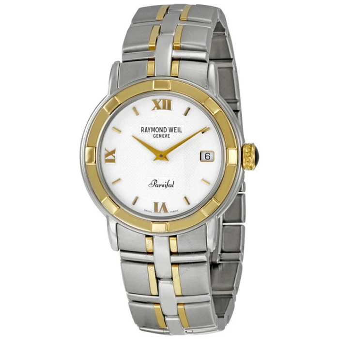 Мъжки ръчен часовник с кварцов механизъм - корпус от Стомана - Стоманена верижка - цвят Бял Сив