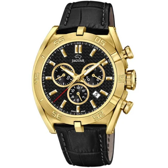 Мъжки ръчен часовник с кварцов механизъм - корпус от Стомана - Естествена кожа - цвят Черен Черен